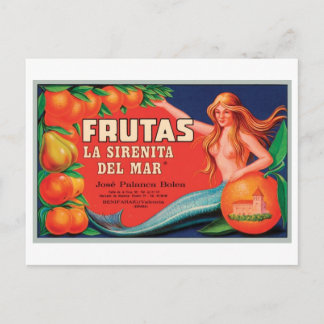 Postal Vintage Frutas Crate La Sirenita Del Mar Crate Lab