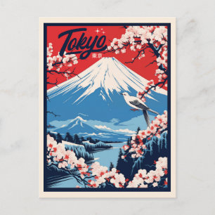 Postal Vintage Fuji, Viajes a Japón 