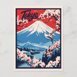 Postal Vintage Fuji, Viajes a Japón 