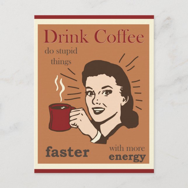 Postal Vintage Funny Coffee Retro Humorístico (Anverso)