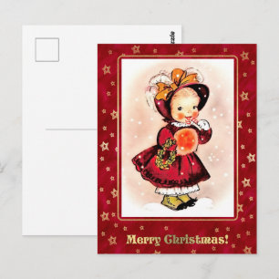 Postal Vintage Funny Little Girl Navidades