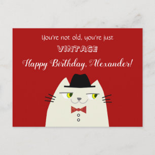 Postal Vintage Funny Man Cat Birday