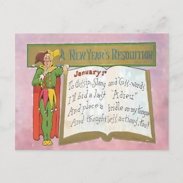 Postal Vintage Funny New Year's Resolution (Anverso)