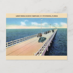 Postal Vintage Gandy Bridge Tampa Bay Florida Postcard