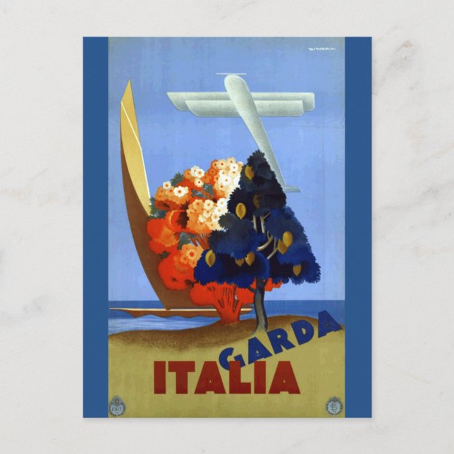 Postal Vintage Garda Italia Europa Air Travel (Anverso)
