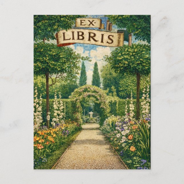 Postal Vintage Garden Ex Libris Bookplate  (Anverso)