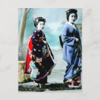 Vintage Geisha y su 芸 Maiko 者 舞 antiguo Japón