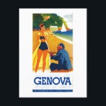 Postal Vintage Genova Turismo de Italia<br><div class="desc">Anuncios de viaje europeos antiguos - Pintura de Genova Portofino Riviera</div>