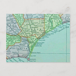 Postal Vintage Georgia Coast Map Postcard