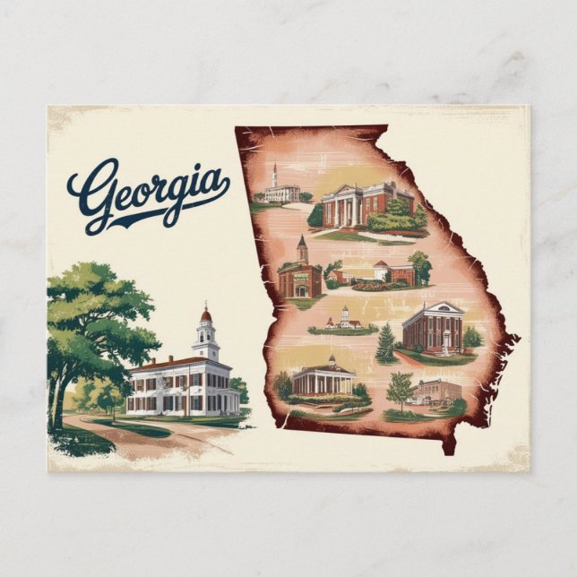 Postal Vintage Georgia, EE.UU. (Anverso)