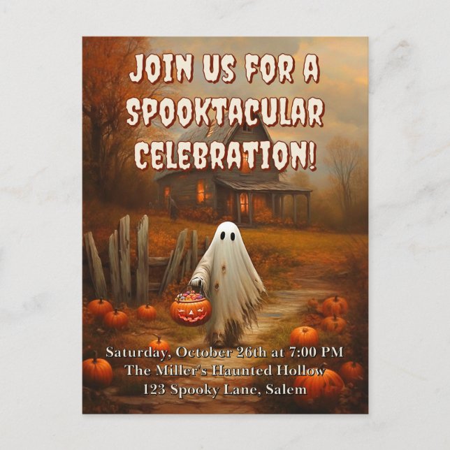 Postal Vintage Ghost Halloween | Truco o trato (Anverso)