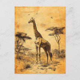 Postal Vintage Giraffe Südafrika Savanne Postcard