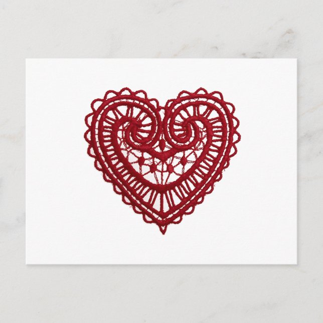 Postal Vintage Girly Red Lace Heart (Anverso)