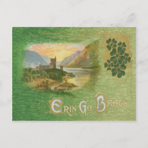 Postal Vintage Glenveigh Castle Tréboles de San Patricio