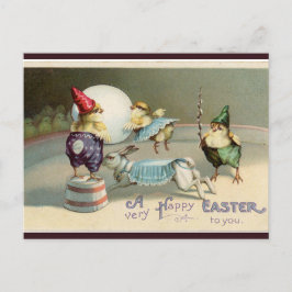 Postal Vintage Gnome Chick and Bunny Circus Easter
