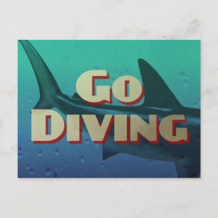 Postal Vintage Go Diving Scuba