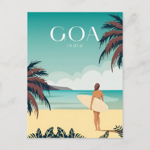 Postal Vintage GOA, India Travel acuarela retro