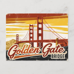 Postal Vintage Golden Gate Bridge, San Francisco