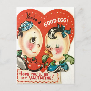 Postal Vintage Good Egg Cute 1950 Valentine Postcard