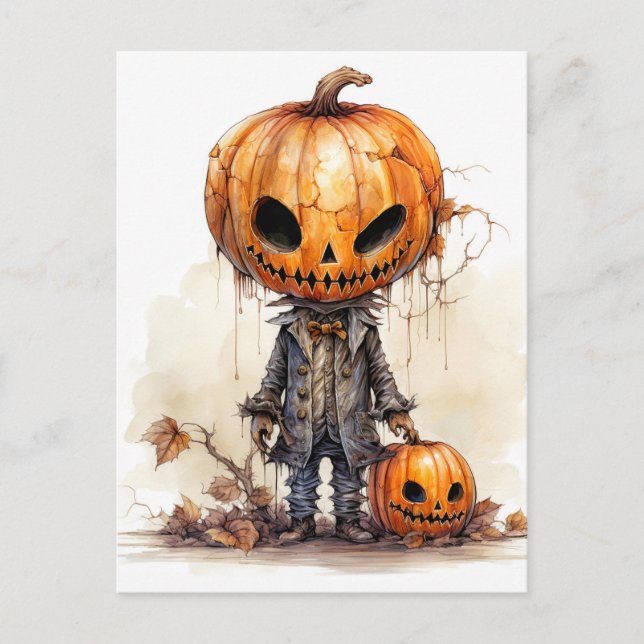 Postal Vintage Gótico Halloween Calabaza Fiend (Anverso)