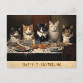 Postal Vintage Gracioso Gatos Felices De Acción De Gracia