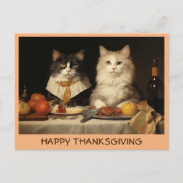 Postal Vintage Gracioso Gatos Felices De Acción De Gracia