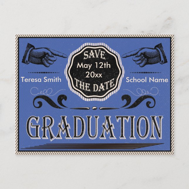 Postal Vintage Graduation Save the Date (Anverso)