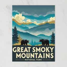 Postal Vintage Great Smoky Mountains Bears