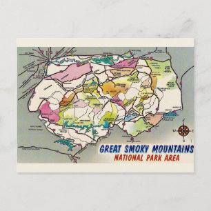Postal Vintage Great Smoky Mtns. Mapa