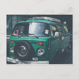 POSTAL VINTAGE GREEN VAN POSTCARD