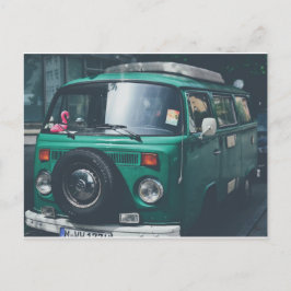 POSTAL VINTAGE GREEN VAN POSTCARD
