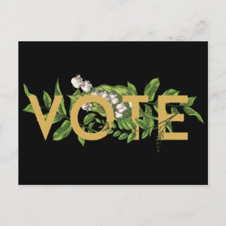 Postal Vintage Greenery Floral Elegante Feminine Go Vote