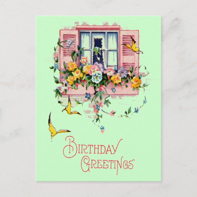 Postal Vintage Greetings Birday Postcard (Anverso)