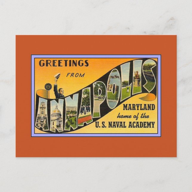 Postal Vintage Greetings from Annapolis MD (Anverso)