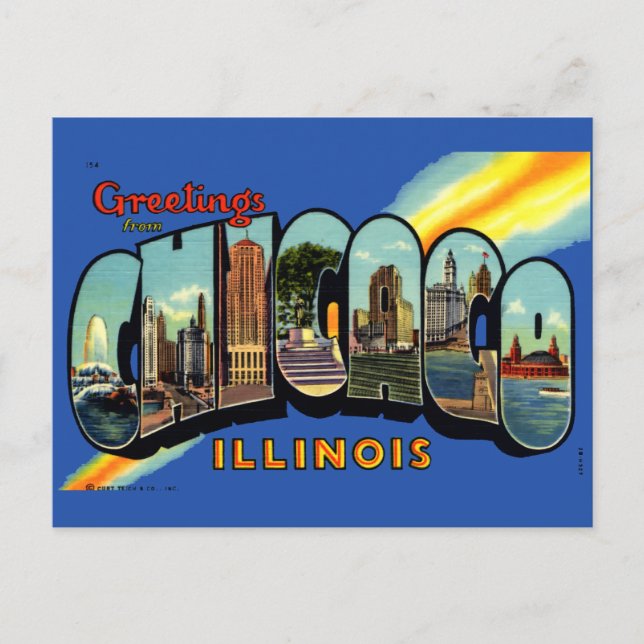 Postal Vintage Greetings From Chicago, Illinois Travel (Anverso)