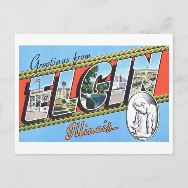 Postal Vintage Greetings from Elgin, Illinois, (Anverso)