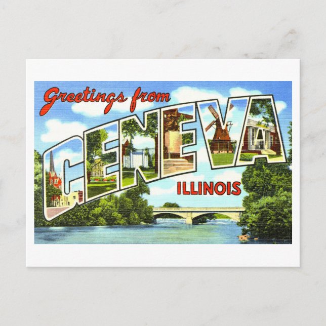 Postal Vintage Greetings from Geneva, Illinois, (Anverso)