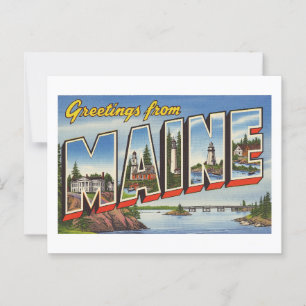 Postal Vintage "Greetings from Maine" (Saludos desde Main