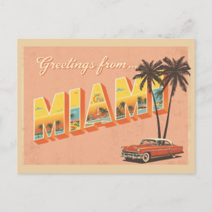 Postal Vintage "Greetings from Miami"