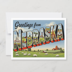 Postal Vintage "Greetings from Nebraska" (Saludos desde N