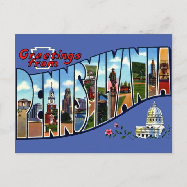 Postal Vintage Greetings From Pennsylvania Travel (Anverso)