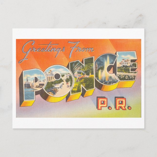Postal Vintage Greetings from Ponce, Puerto Rico (Anverso)