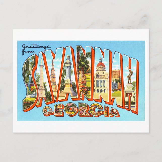 Postal Vintage Greetings from Savannah, Georgia, (Anverso)