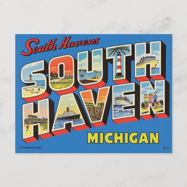 Postal Vintage "Greetings from South Haven, Michigan" (Sa (Anverso)