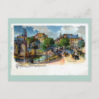 Vintage Gruss aus Bremerhaven Geestebrücke litho