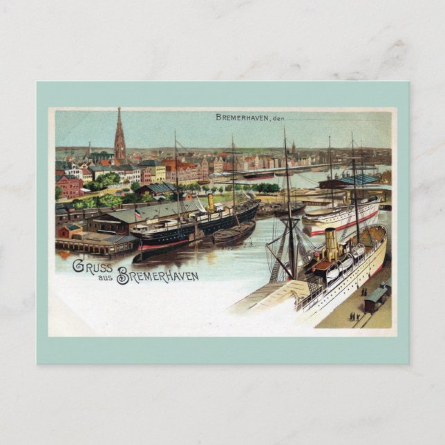 Postal Vintage Gruss aus Bremerhaven litho (Anverso)