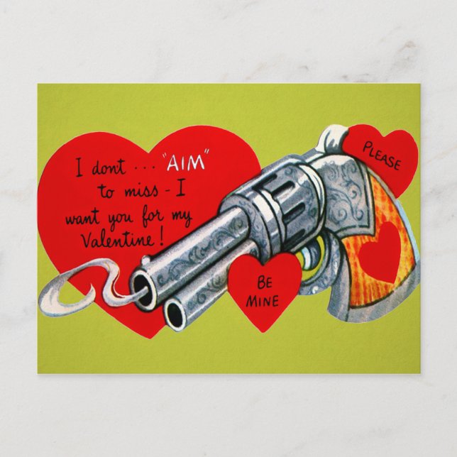 Postal Vintage Gun Valentine (Anverso)