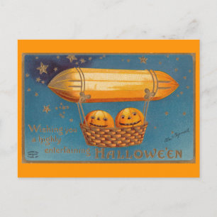 Postal Vintage Halloween Airship / Zeppelin Postcard