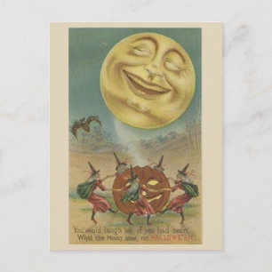 Postal Vintage Halloween Art - Laughing Moon