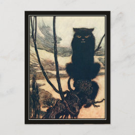 Postal Vintage Halloween Arthur Rackham Gato Negro